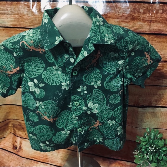 Vitamins Kids Green Boys Hawaiian Style Shirt - Picture 3 of 5